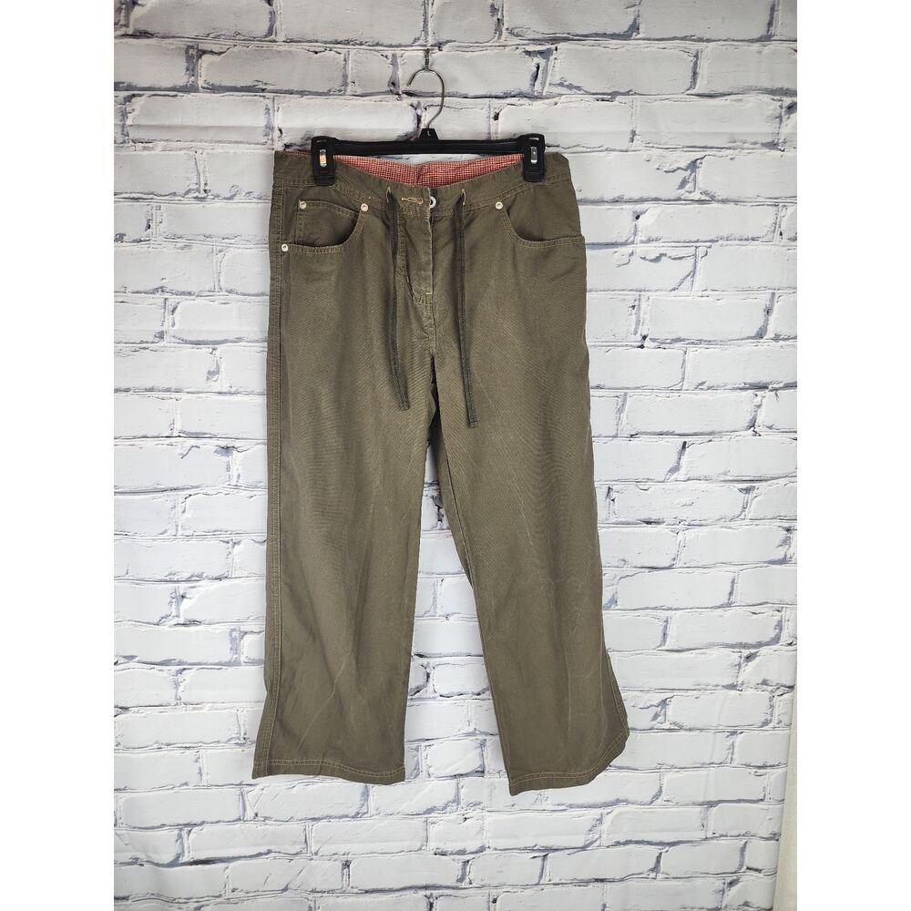 Sundance Women's 8 Olive Green/brown 100% cotton pant with drawstring normcore